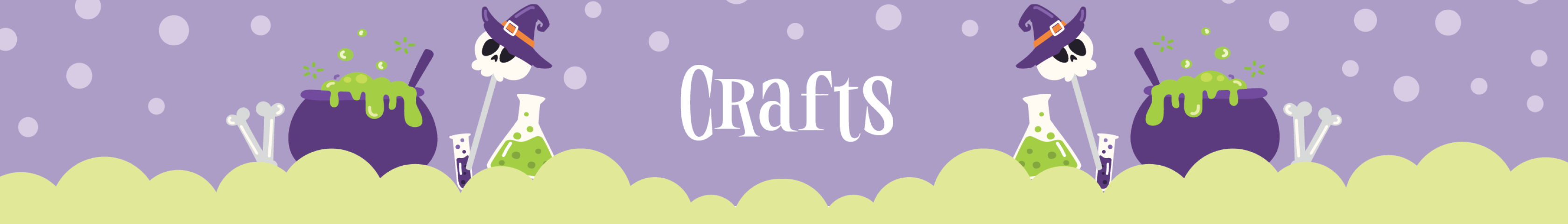 graphic of skull and bubbling cauldron text reads Crafts