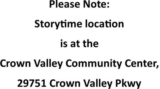 Story Time Crown Valley Community Center