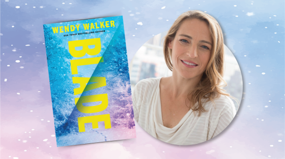 headshot of author Wendy Walker next to photo of book cover titled "Blade"