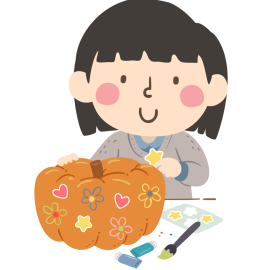 Child Decorating Pumpkin