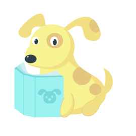 Graphic of dog reading