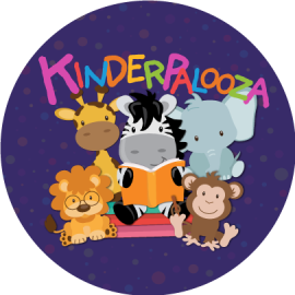 Circle graphic with Kinderpalooza characters 