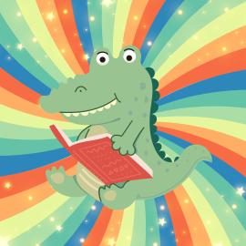 Dinosaur Reading book in rainbow