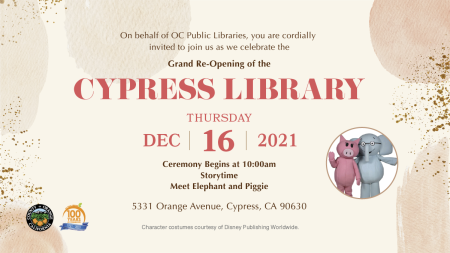 Cypress Library Grand Re-Opening Banner