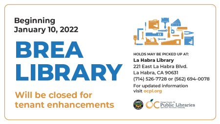 Brea Library closure banner
