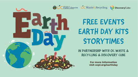 Earth Day graphic showing a globe and earth worms