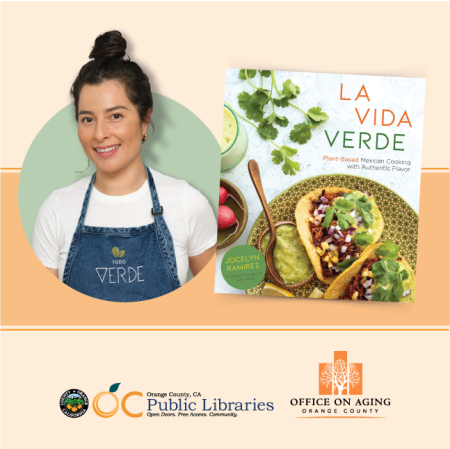 photo of Jocelyn Ramirez next to cover of cookbook titled La Vida Verde