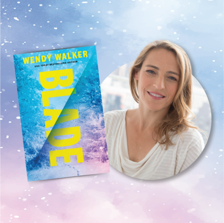 headshot of author Wendy Walker next to photo of book cover titled "Blade"